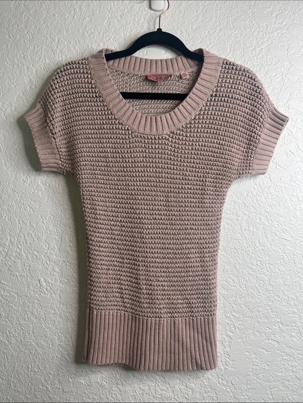 Ted Baker Short Sleeve Metallic Weave Knit Jumper Top Sz 0